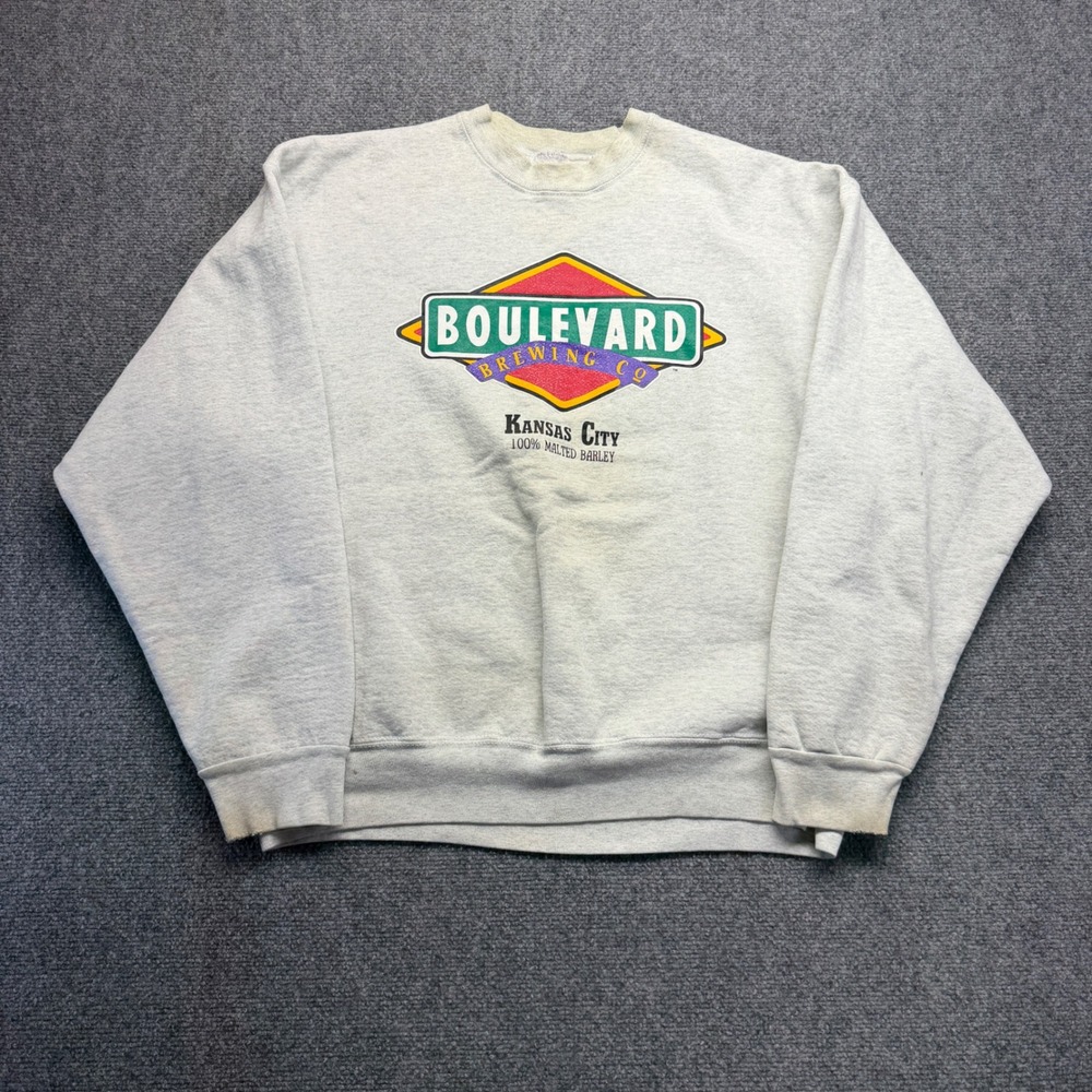 Vintage Boulevard Brewing Co Kansas City Sweatshirt Gray Mens XL Beer Graphic